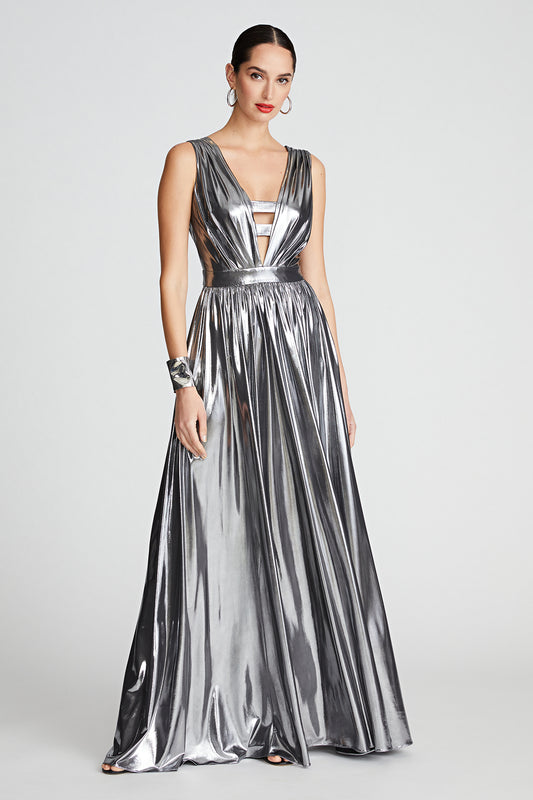 Halston Titania Gown in Foil Jersey