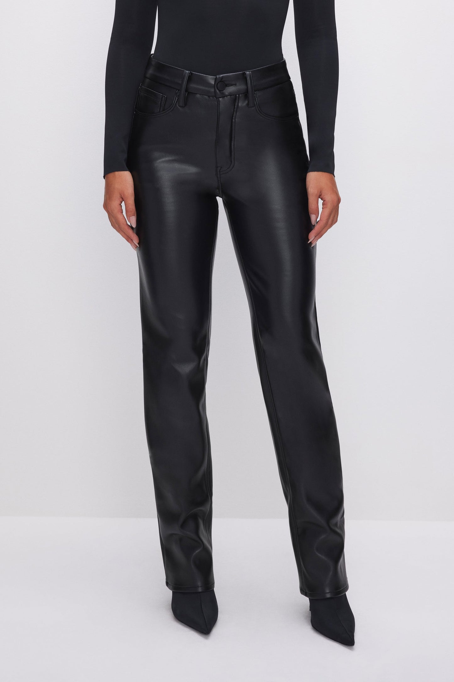 Good American GOOD ICON FAUX LEATHER PANTS - Black