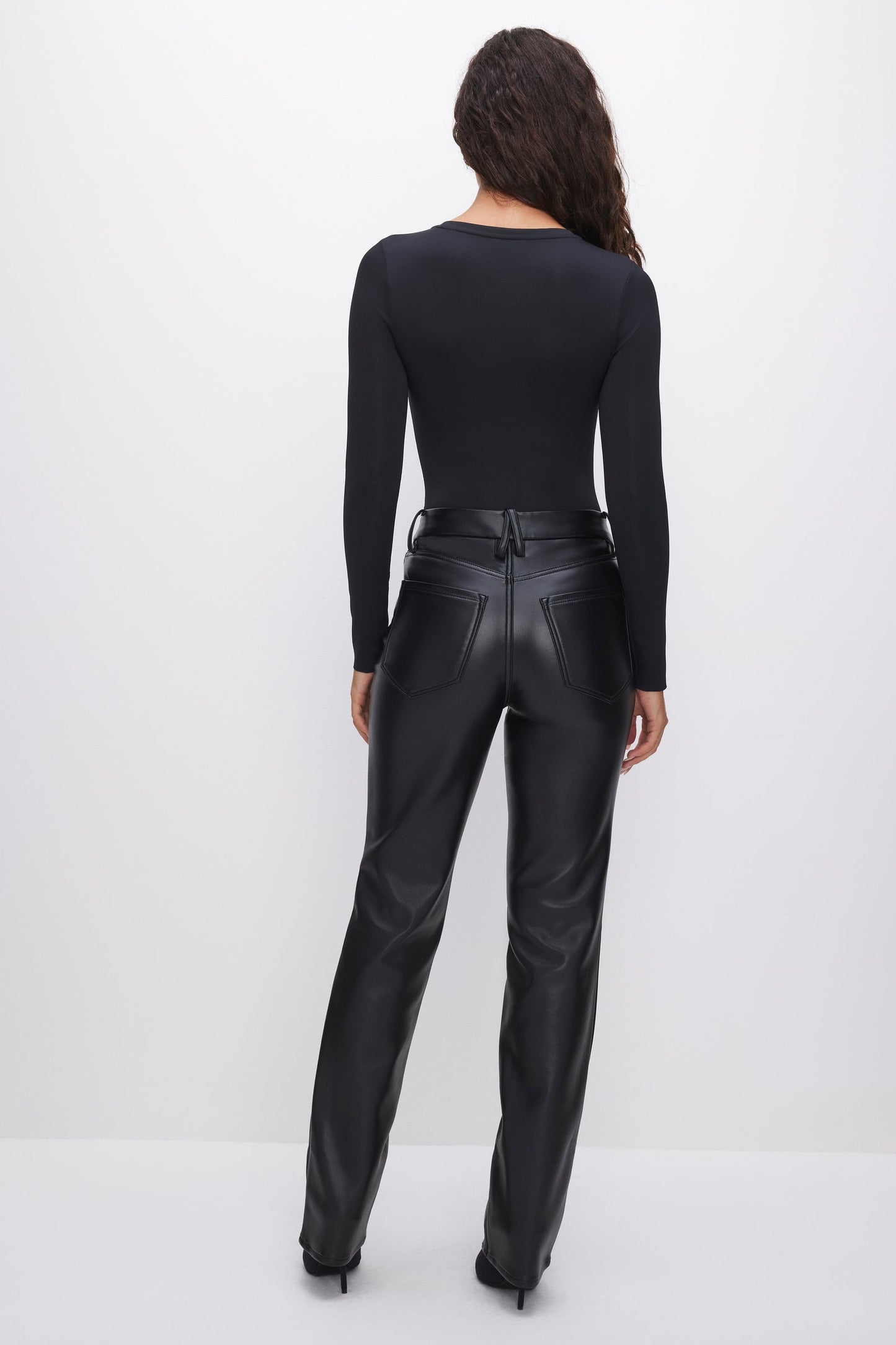 Good American GOOD ICON FAUX LEATHER PANTS - Black