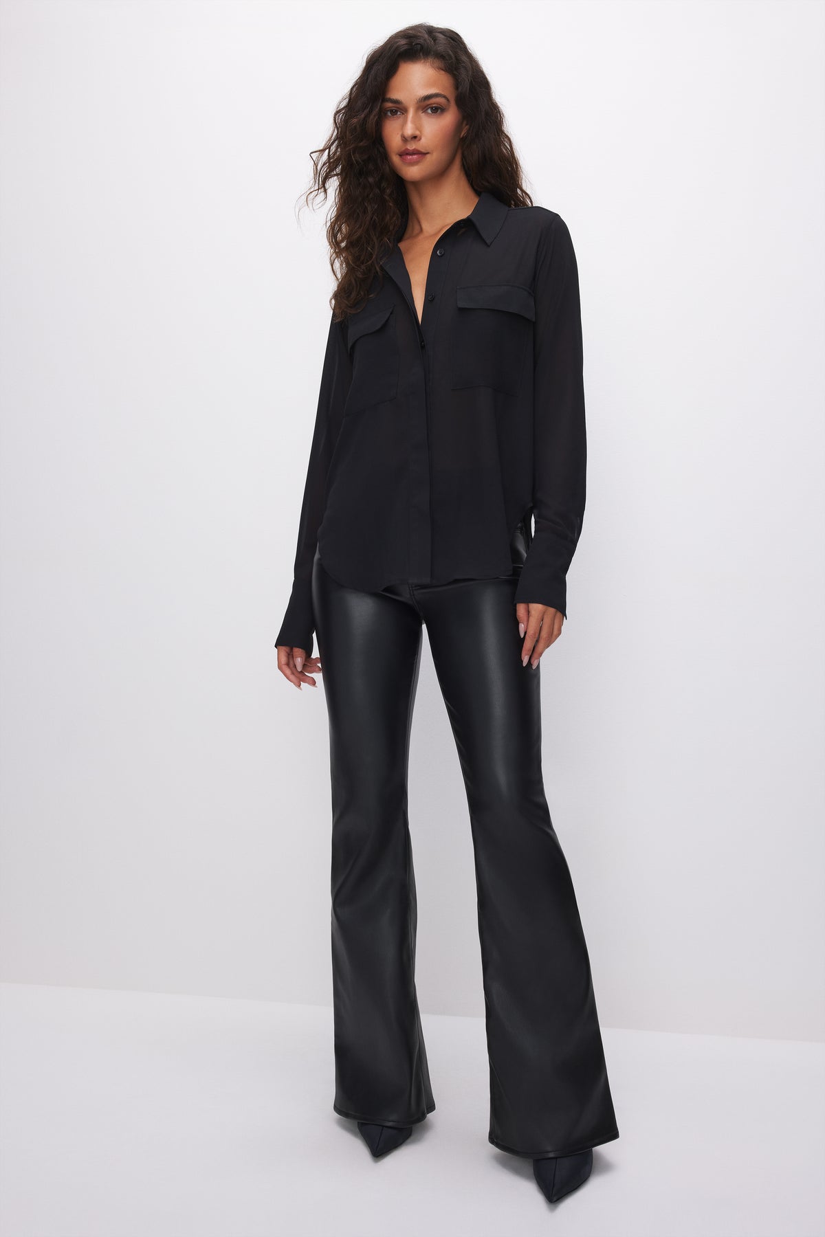 Good American Sheer Woven Shirt