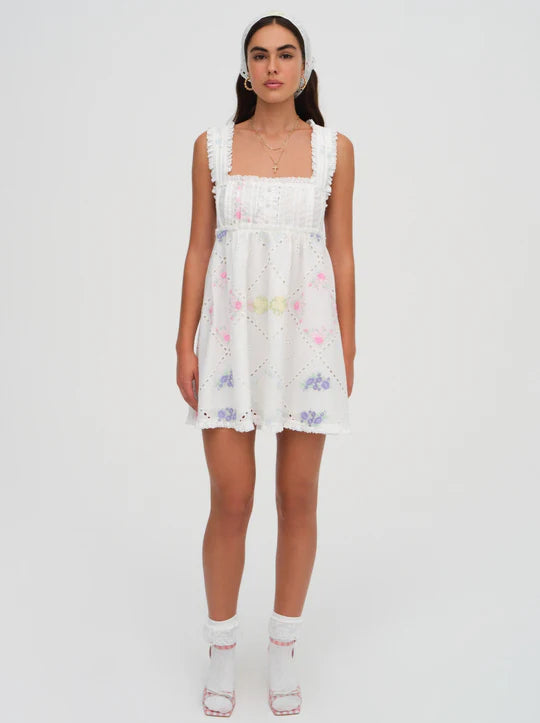 FOR LOVE & LEMONS ANDREA EMBROIDERED MINI DRESS
