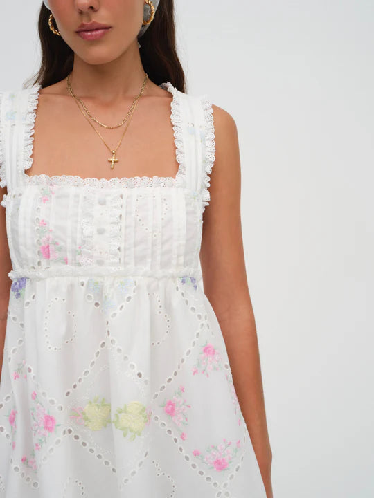 FOR LOVE & LEMONS ANDREA EMBROIDERED MINI DRESS