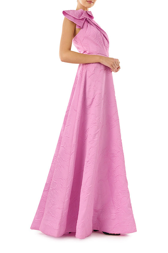 Monique Lhuillier One Shoulder Jacquard Dress - Soft Orchid