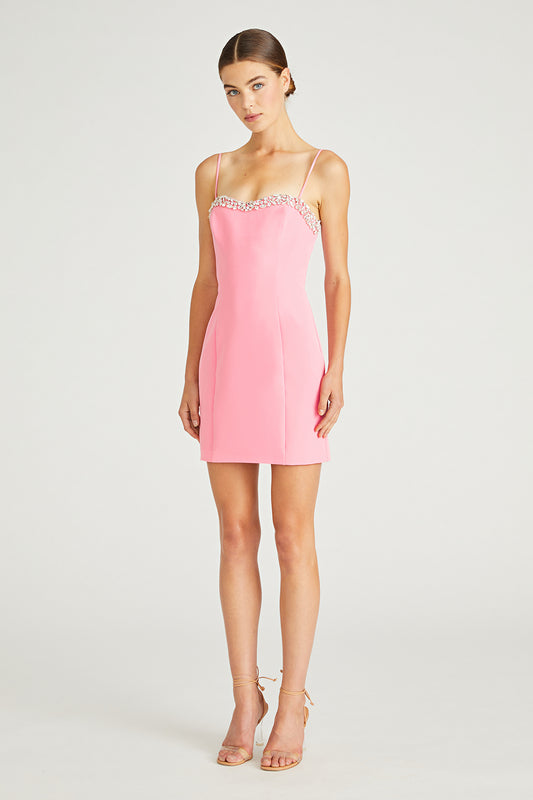 Monique Lhuillier Mya Crepe Short Dress