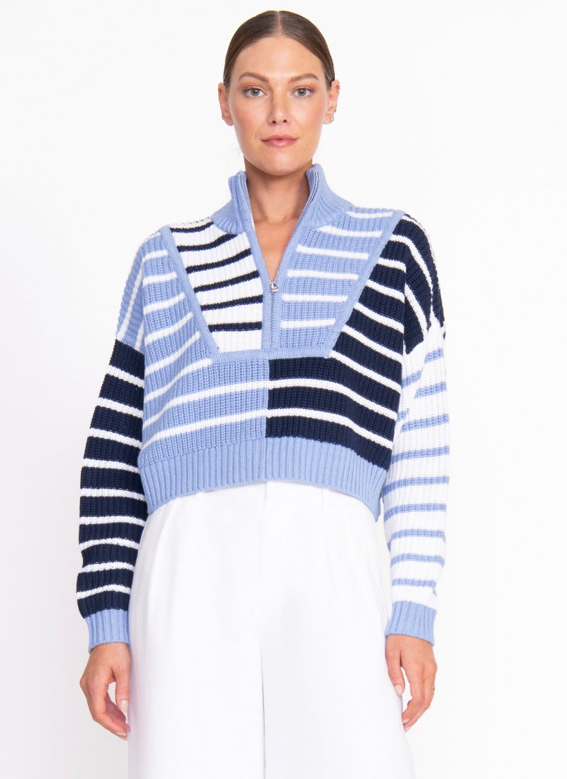STAUD HAMPTON SWEATER - ADRIATIC STRIPE
