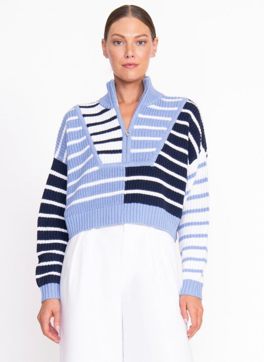 STAUD HAMPTON SWEATER - ADRIATIC STRIPE