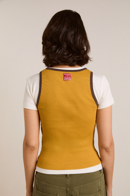 Damson Madder Manon Layered Tee Yellow/Coffee Bean