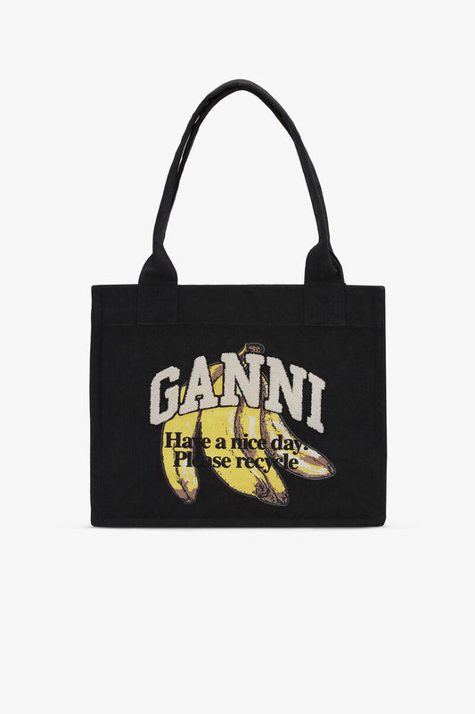 Ganni Black Banana Large Tote