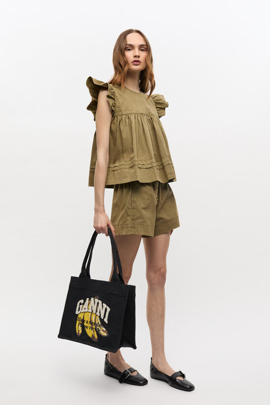 Ganni Black Banana Large Tote