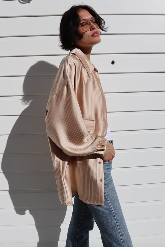 BLANCA Knox Stripe Shirt in Beige