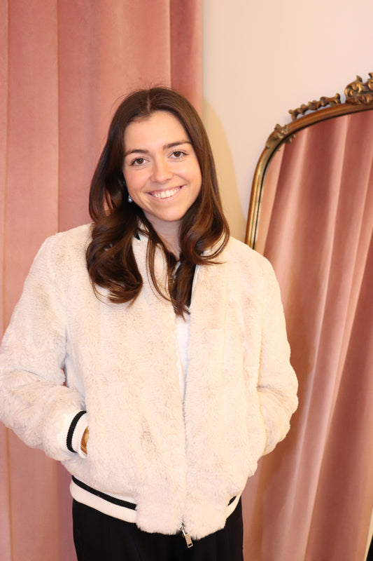 Ena Pelly Essential Faux Bomber Jacket - Bone