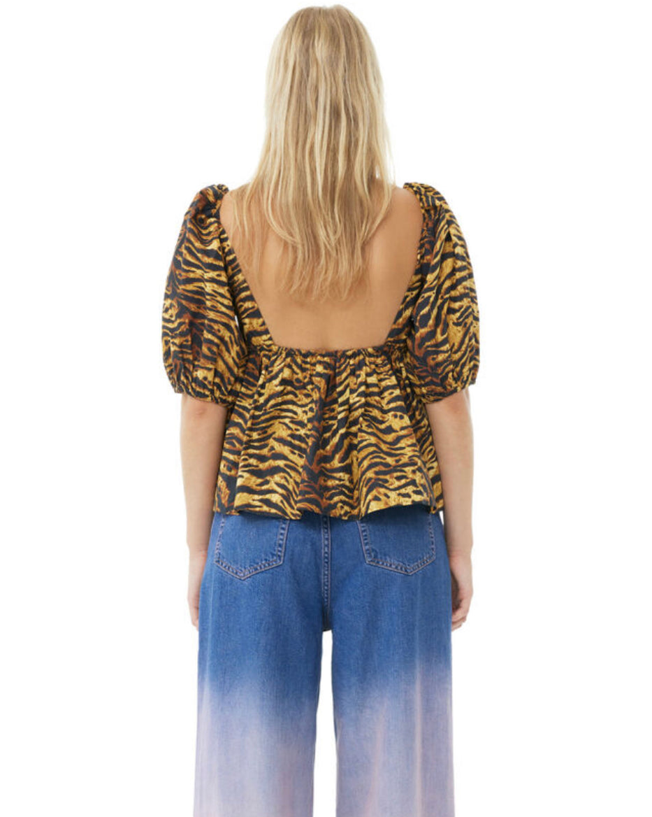 Ganni Printed Cotton Blouse