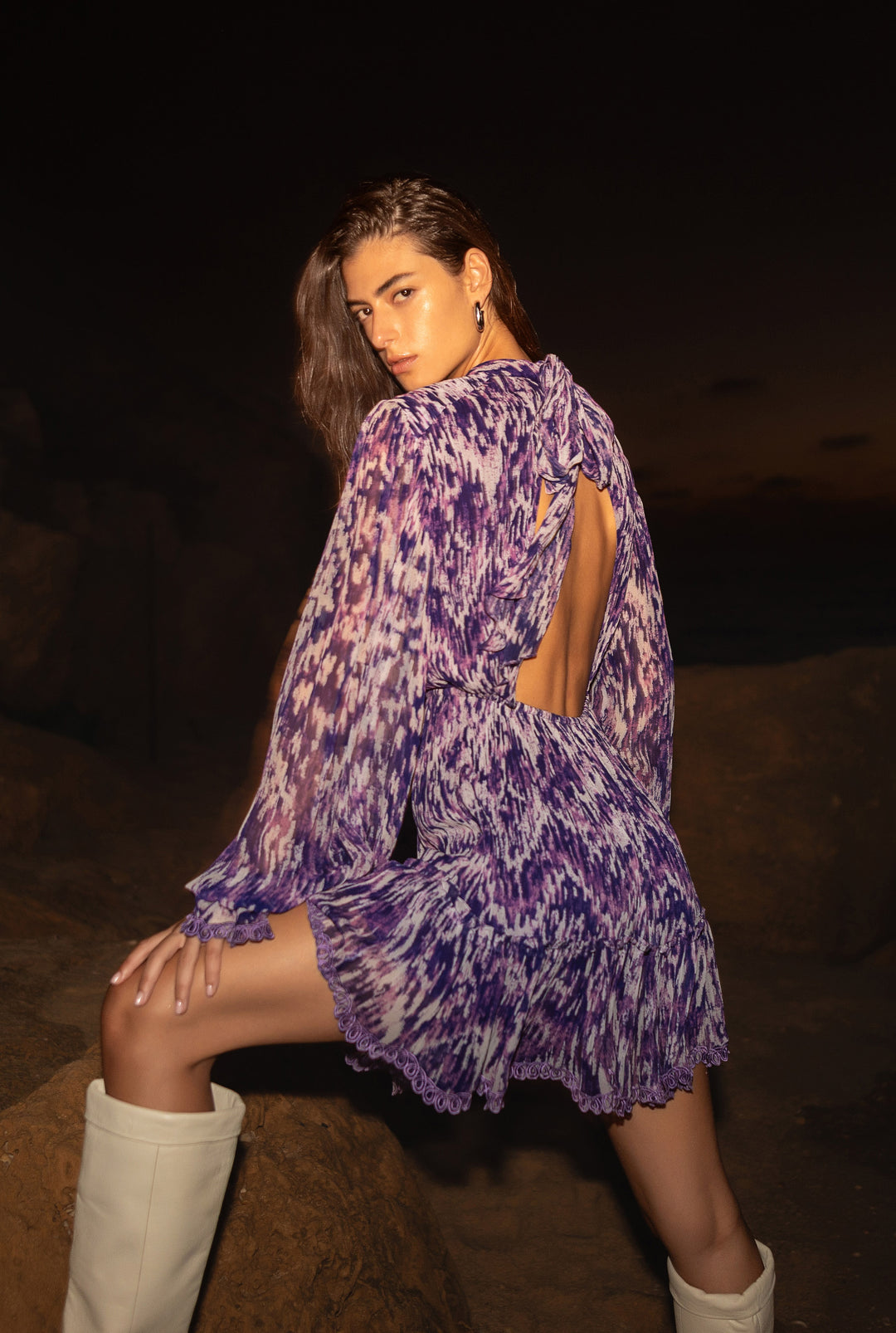 Hemant & Nandita Anum Purple Viscose Dress
