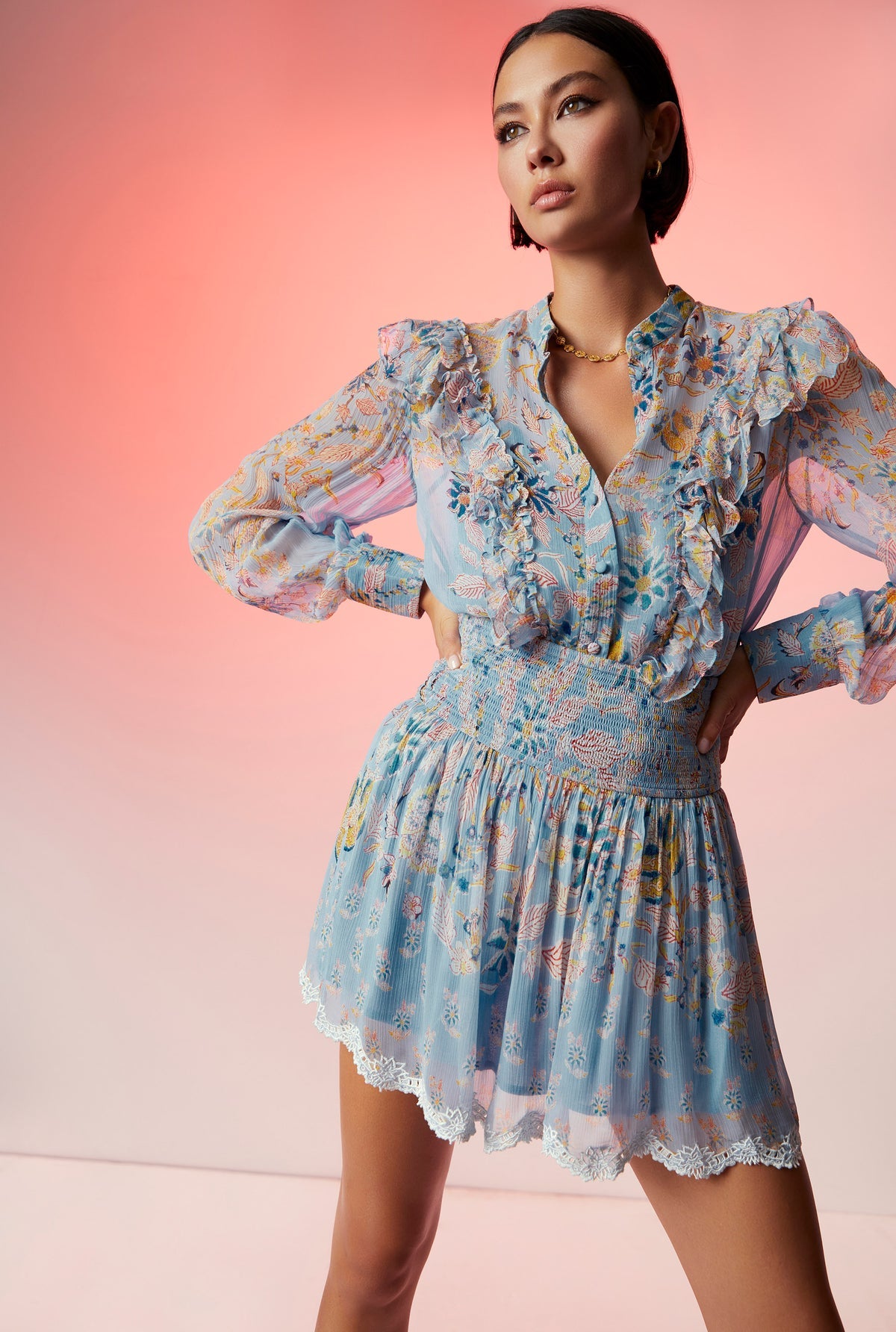 Hemant & Nandita Lyna Sky Blue Top