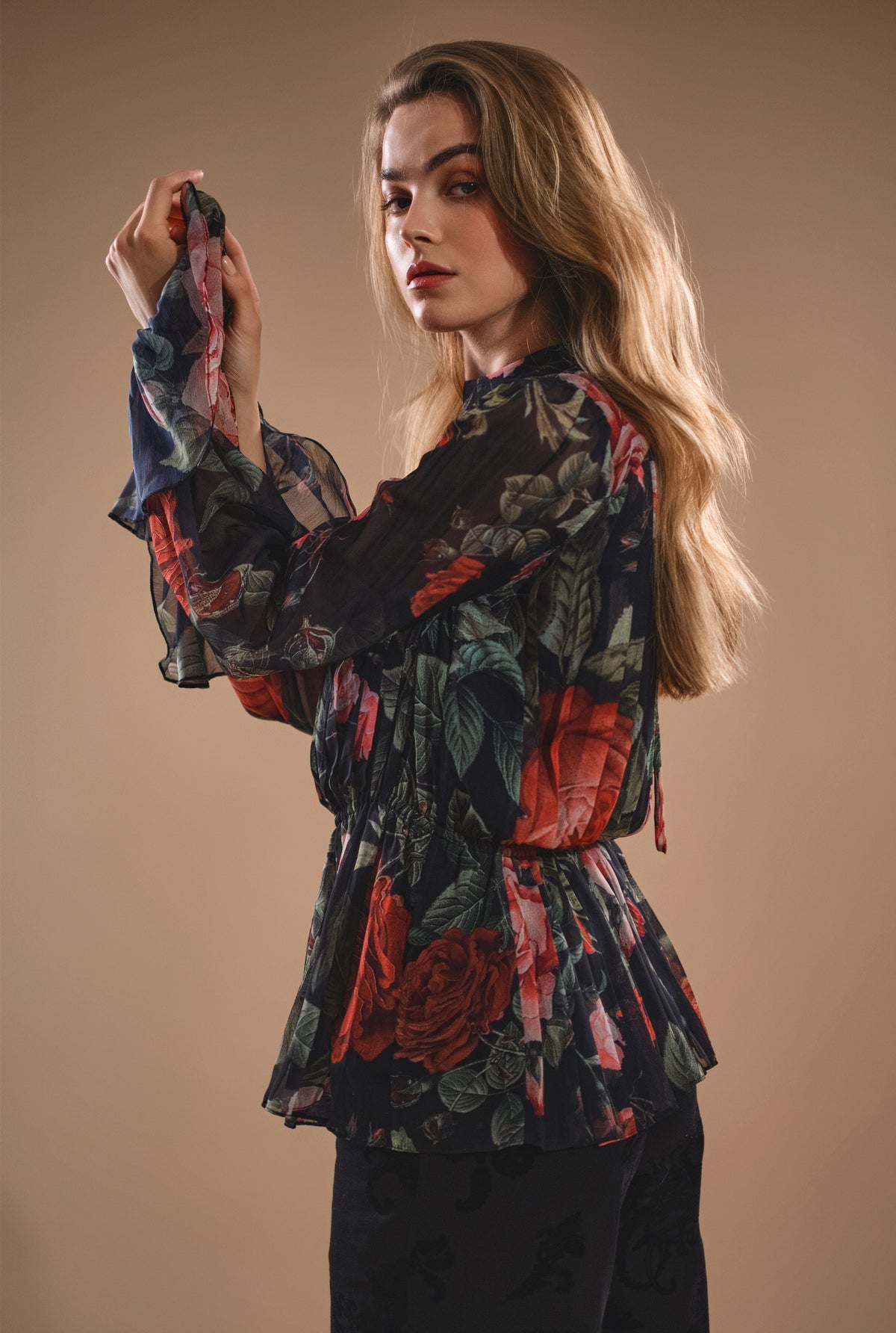 Hemant & Nandita Naaz Crinkle Chiffon Top