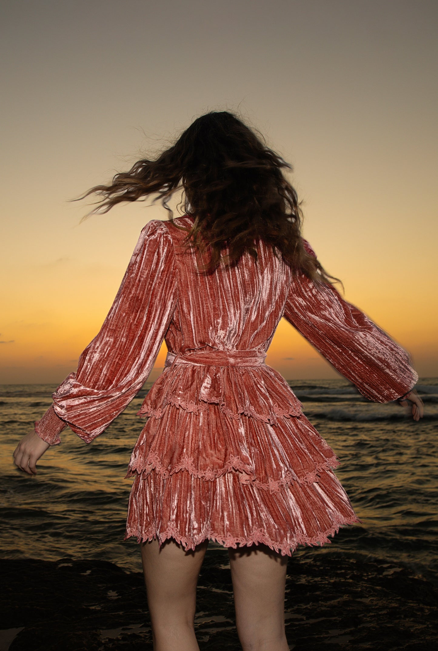 Hemant & Nandita Reha Pink Velvet Dress