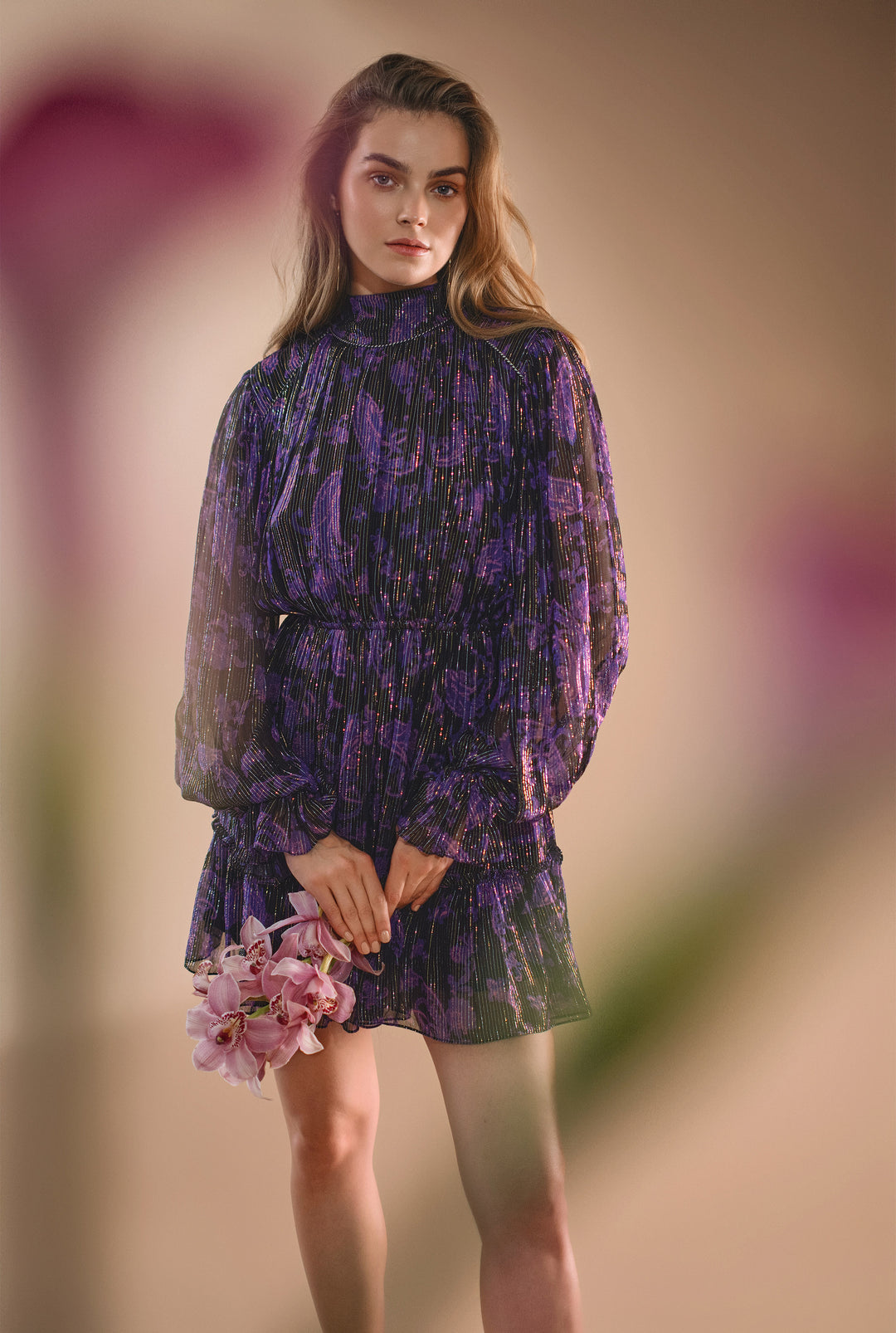 Hemant & Nandita Viha Black and Purple Dress