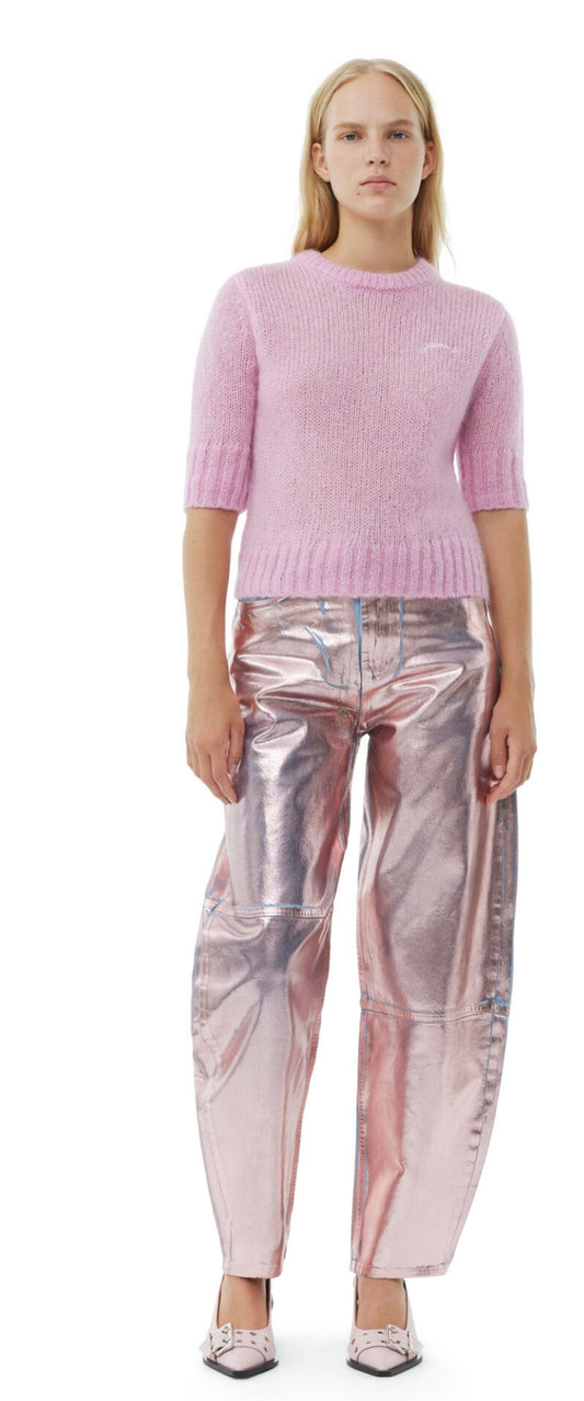 Ganni Lilac Foil Stary JEans