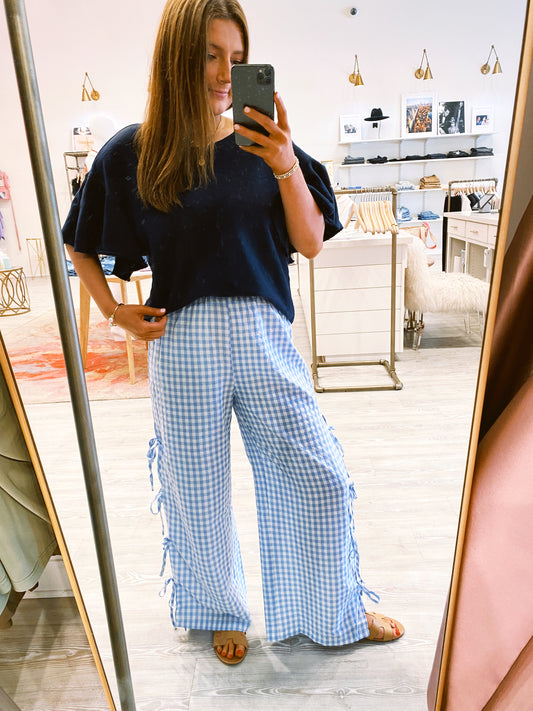 The Casey Bow Tie Pant - Blue
