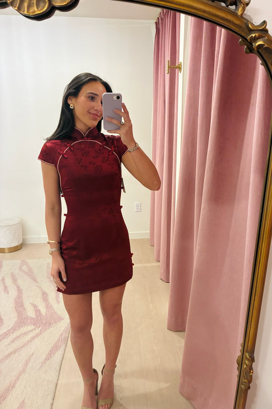 Sau Lee Ren Satin Jacquard Dress