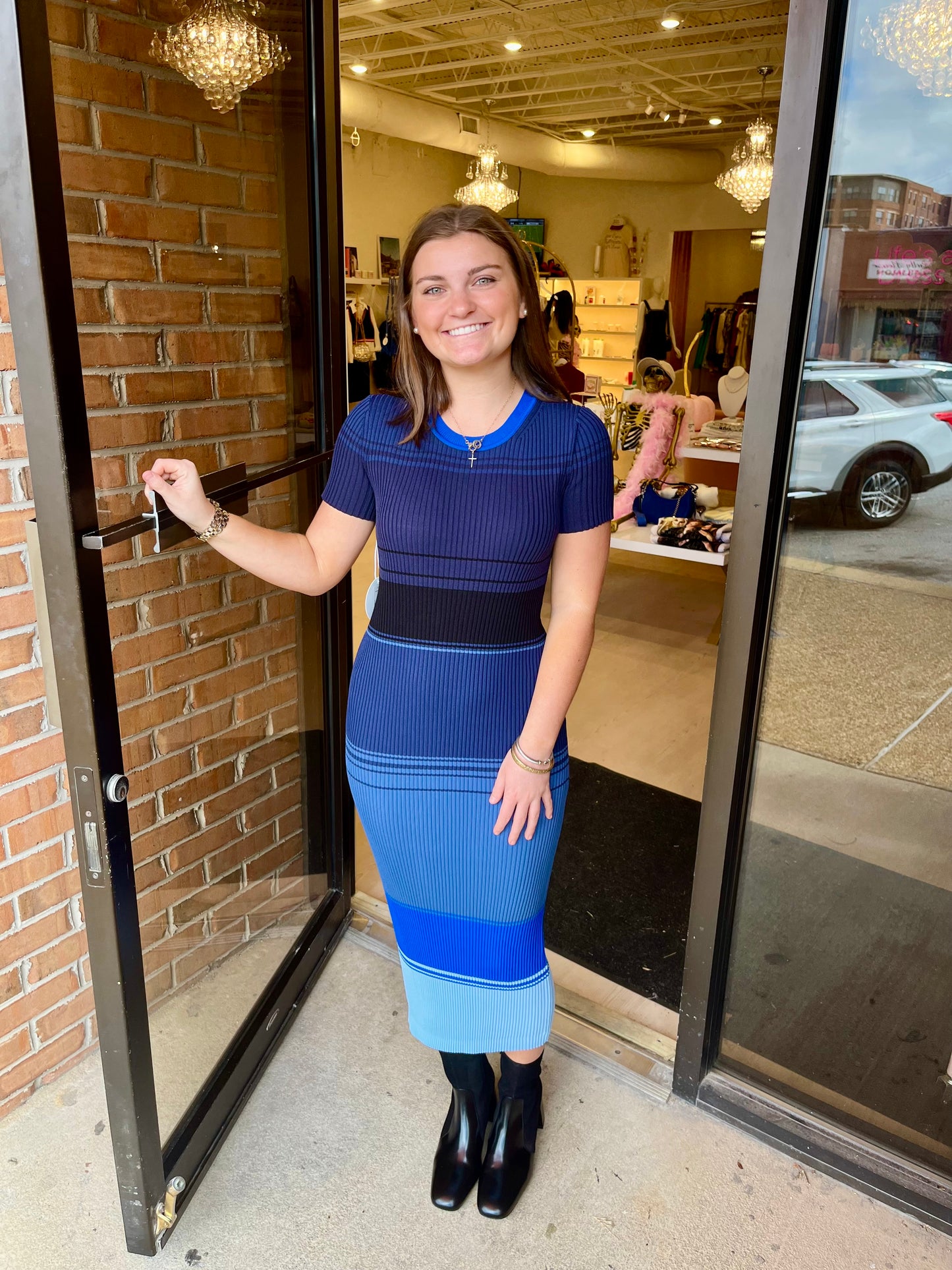 STAUD COLLEEN DRESS - MIDNIGHT GLACIER