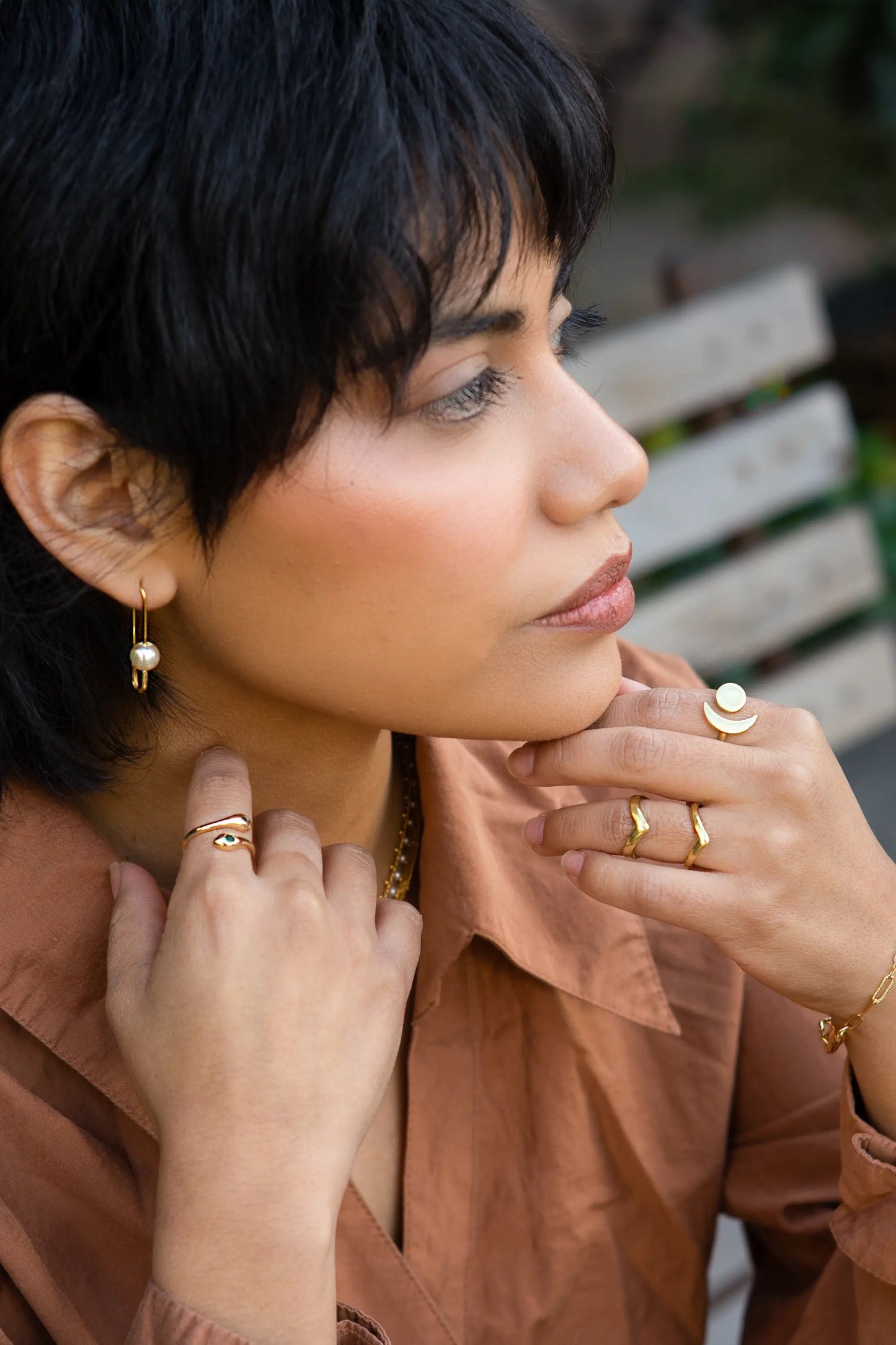 Roxy Pearl Safety Pin Earring