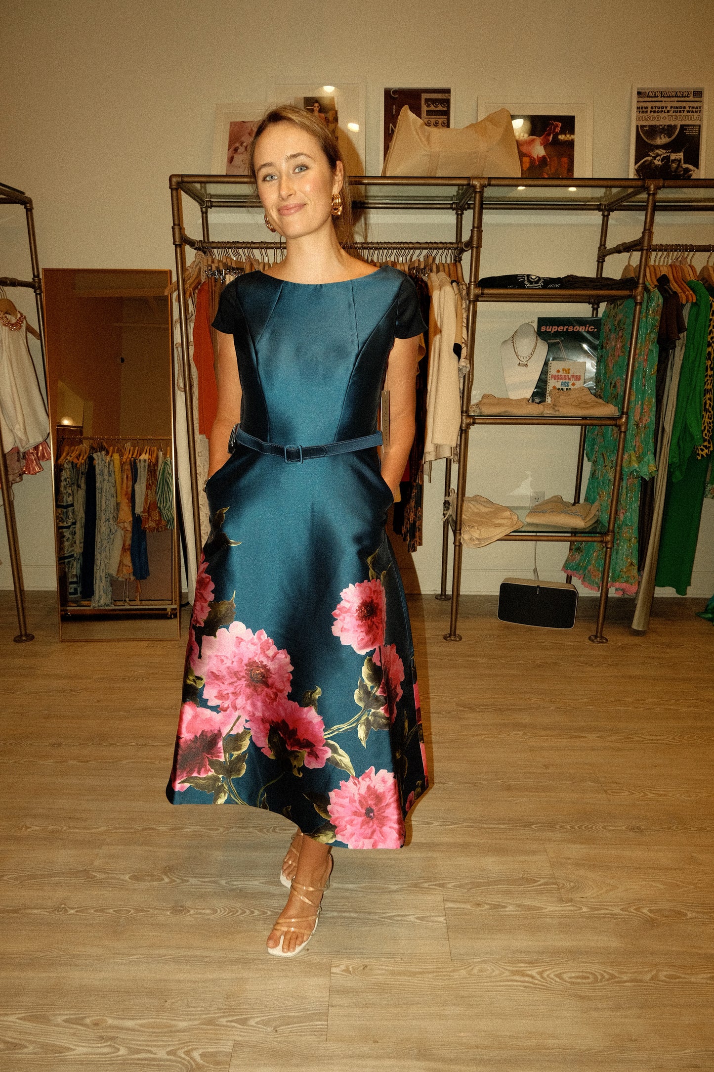 KAY UNGER INA TEA LENGTH DRESS