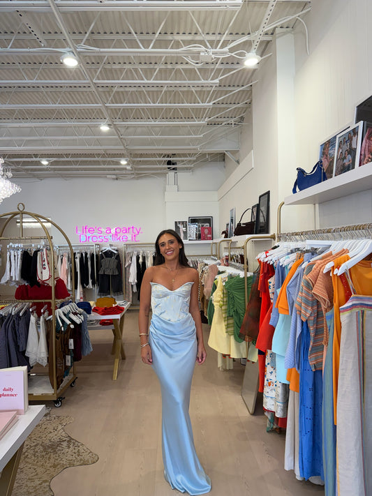 SAU LEE Sandrine Gown in Pale Blue
