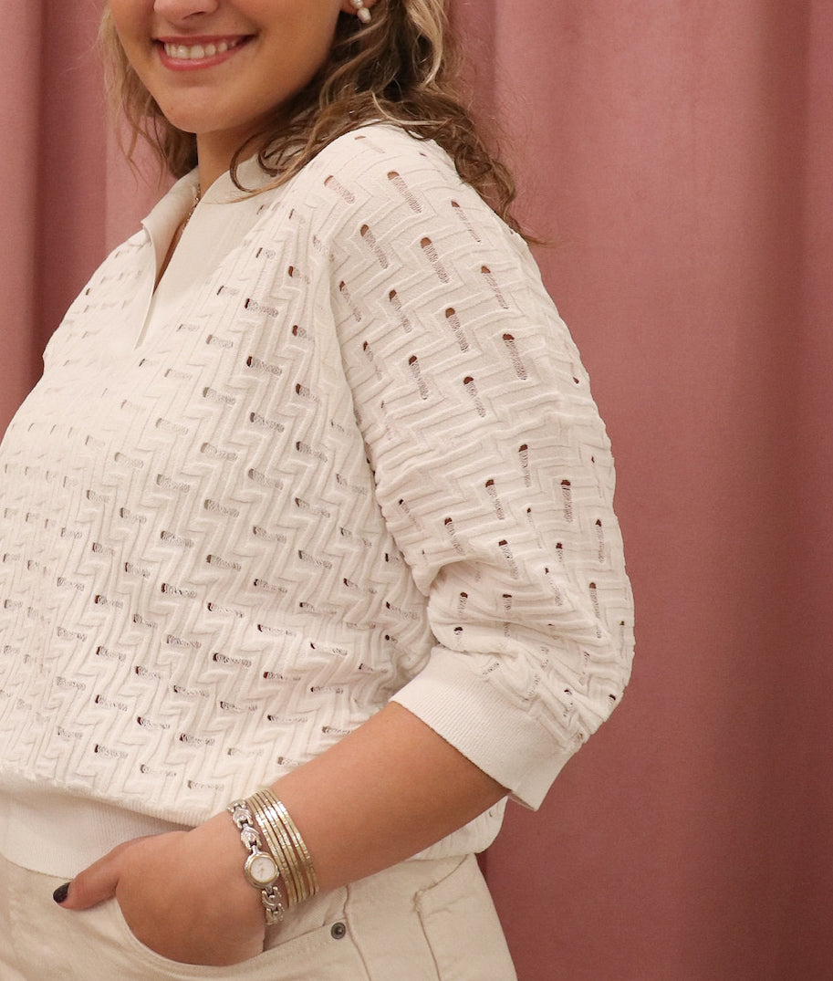 Autumn Cashmere Boxy Texture Stitch Johnny Collar