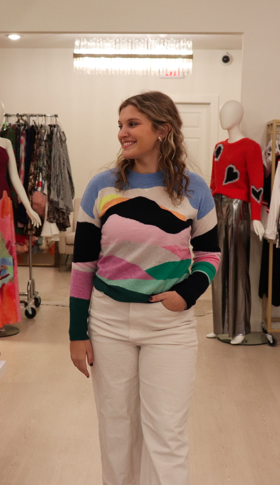 Autumn Cashmere Peaks and Valleys Intarsia Crew