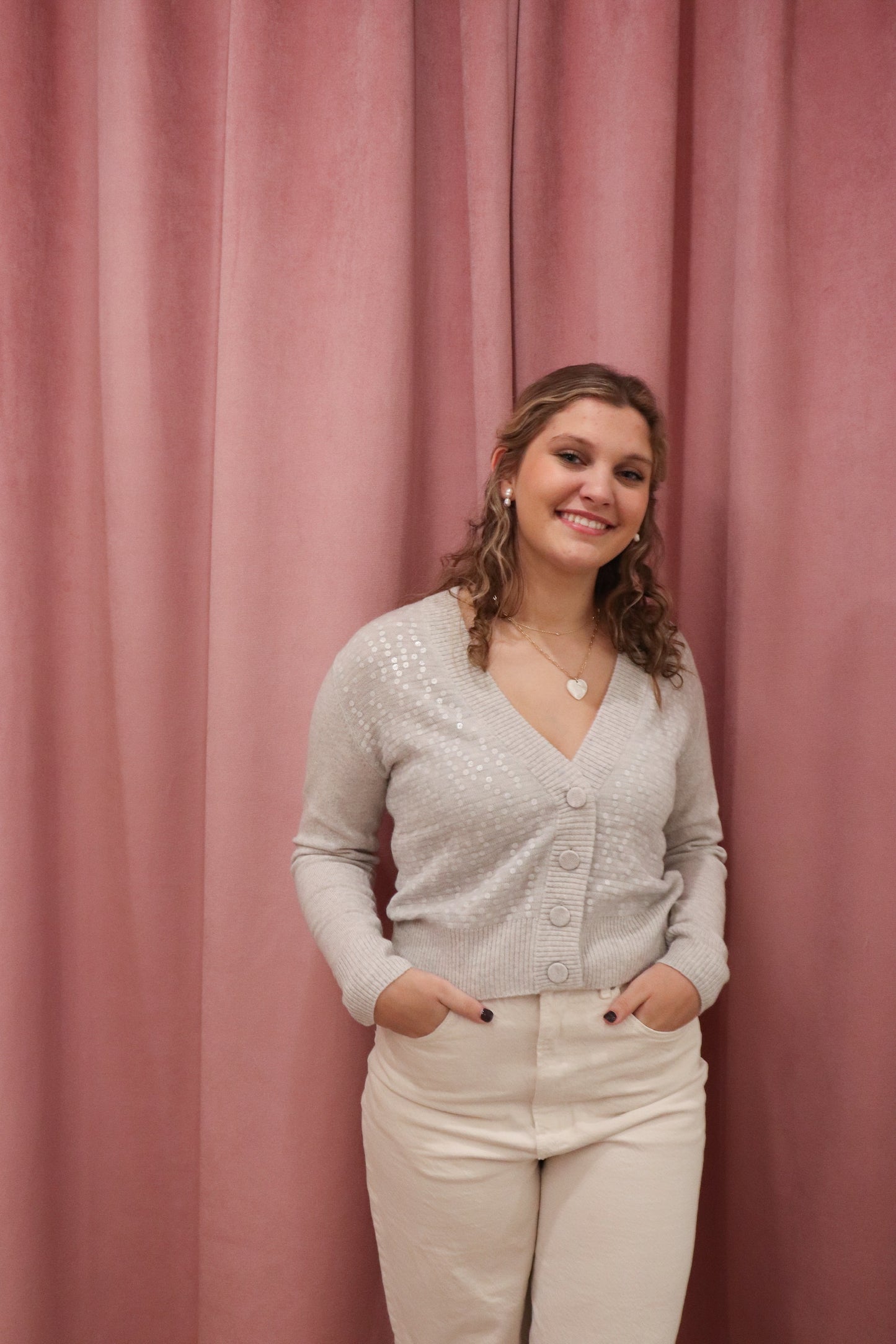 Autumn Cashmere Sheer Ilusion Sequin Cardigan