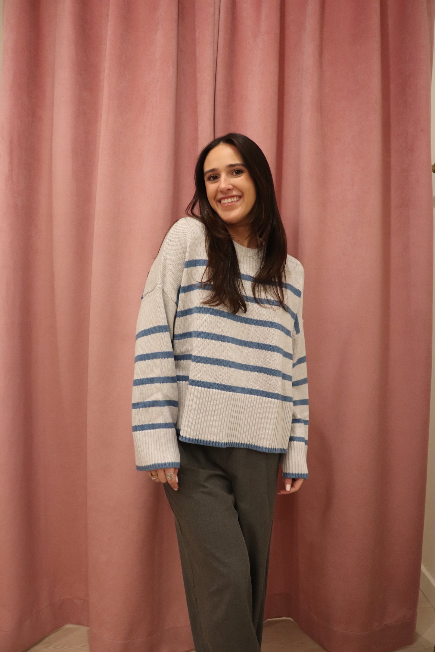 Autumn Cashmere Relaxed Breton Stripe Crew