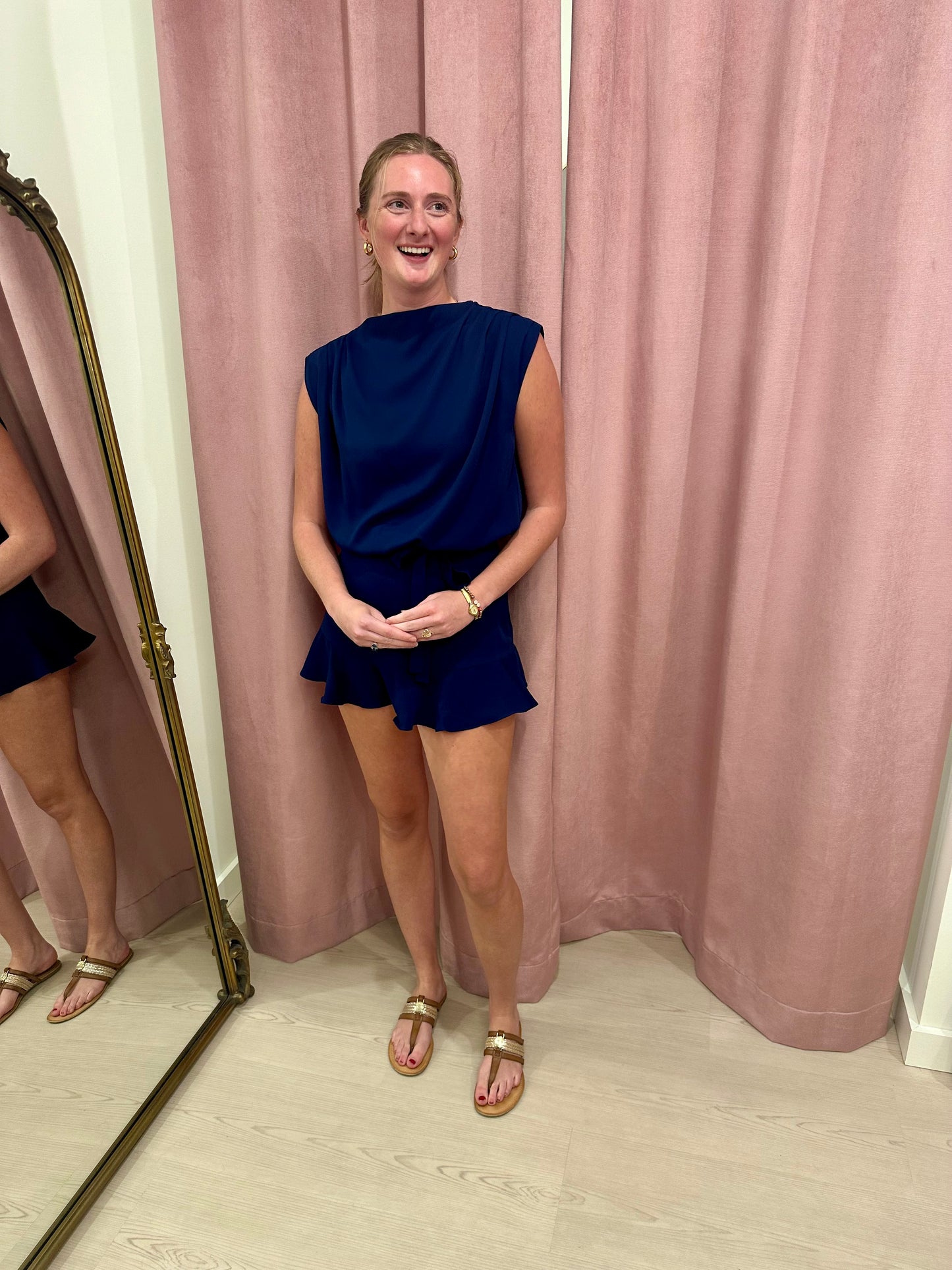 AMANDA UPRICHARD SHARLA SKORT ROMPER - NAVY