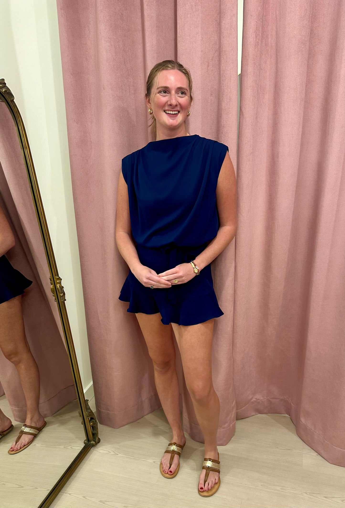 AMANDA UPRICHARD SHARLA SKORT ROMPER - NAVY