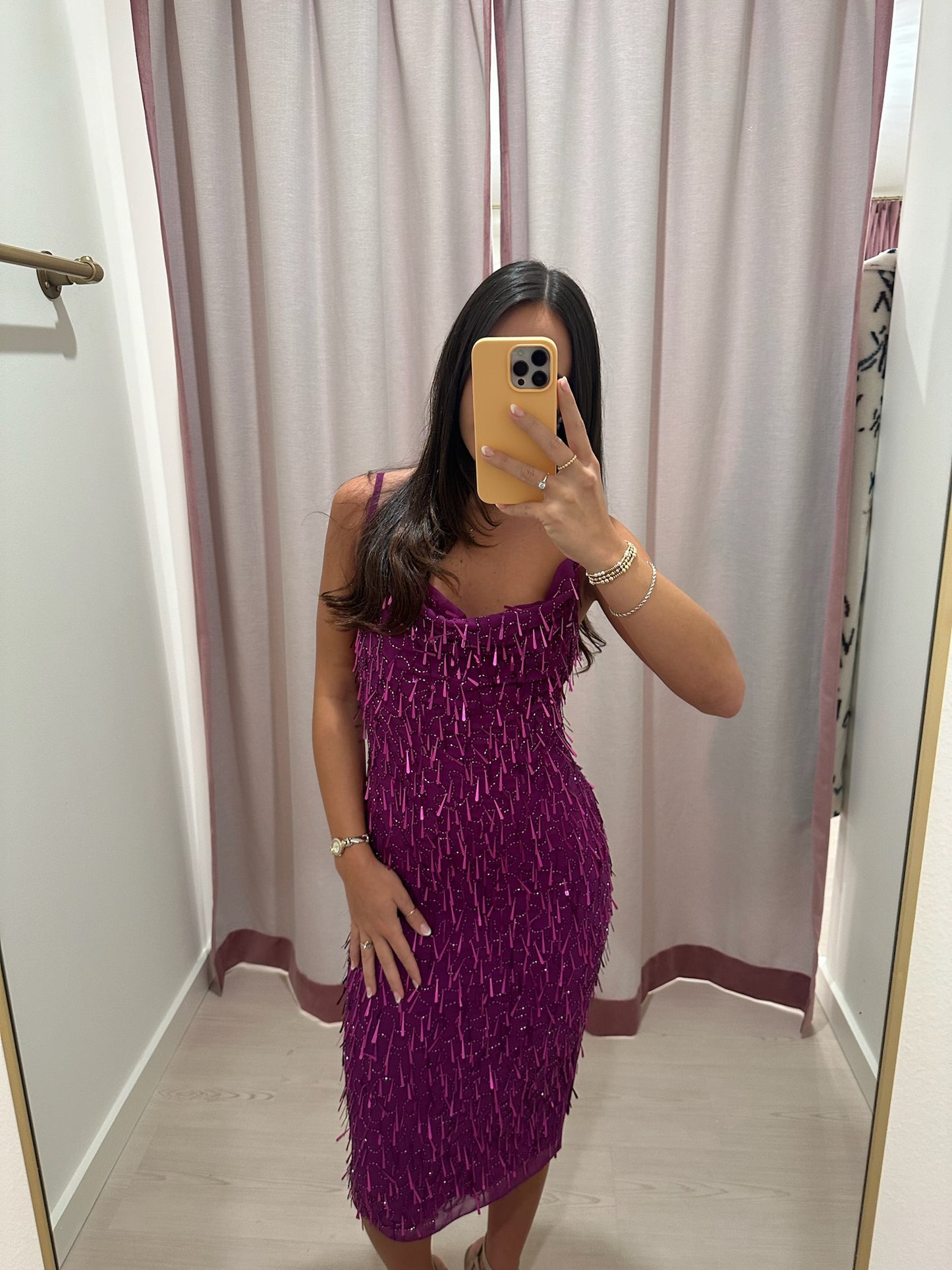 Liv Foster Fully Beaded Dress - Magenta