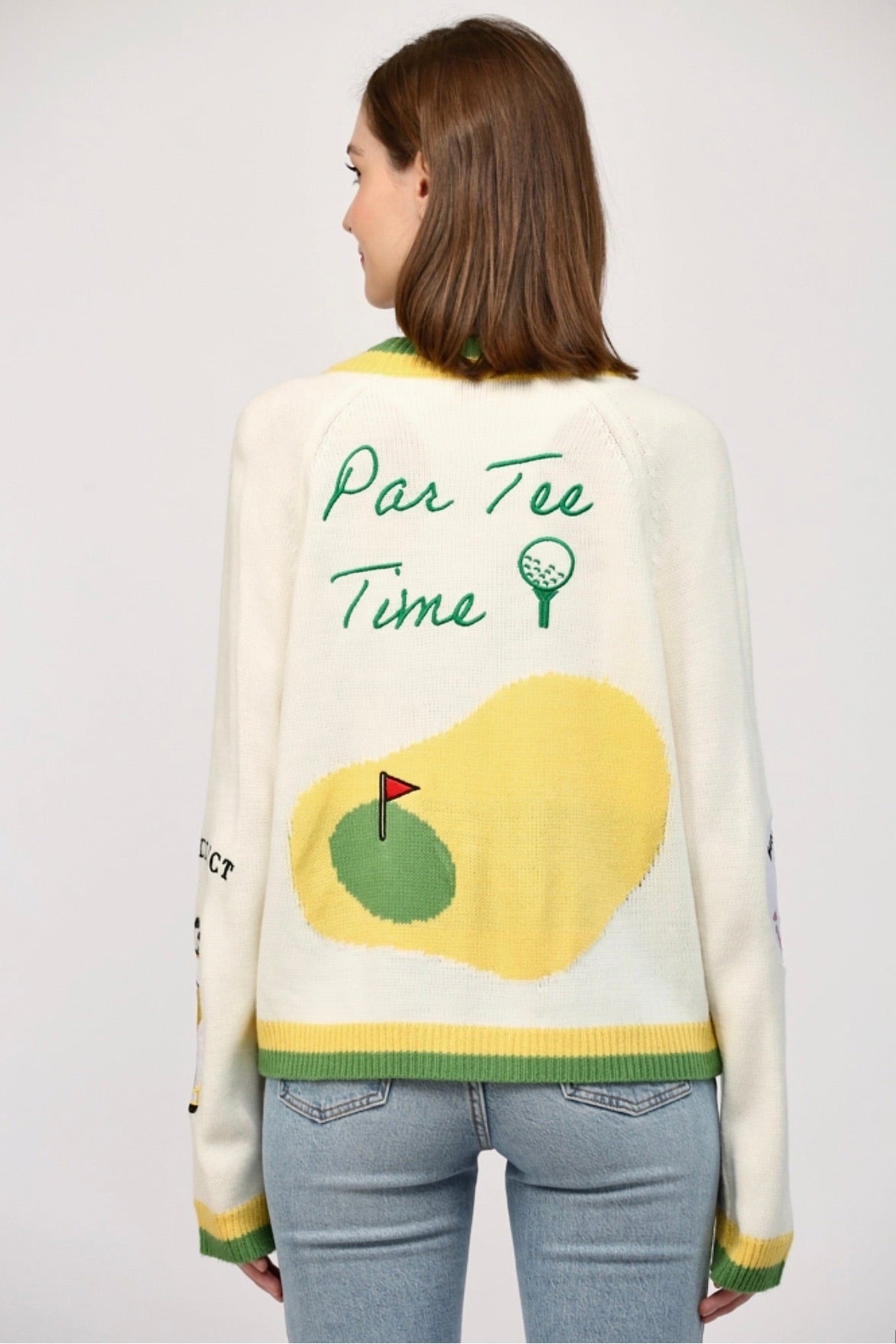 Golf Embroidered Patch Cardigan