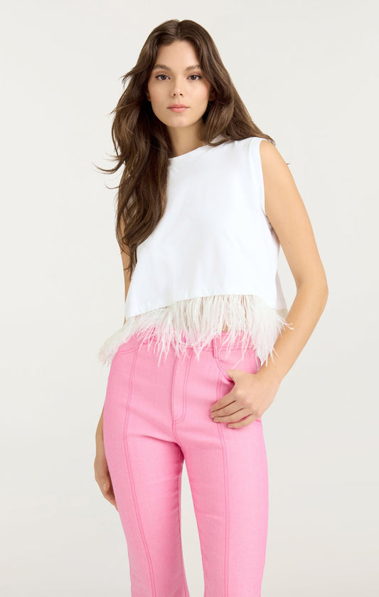 Cinq a Sept Cropped Feather Tee