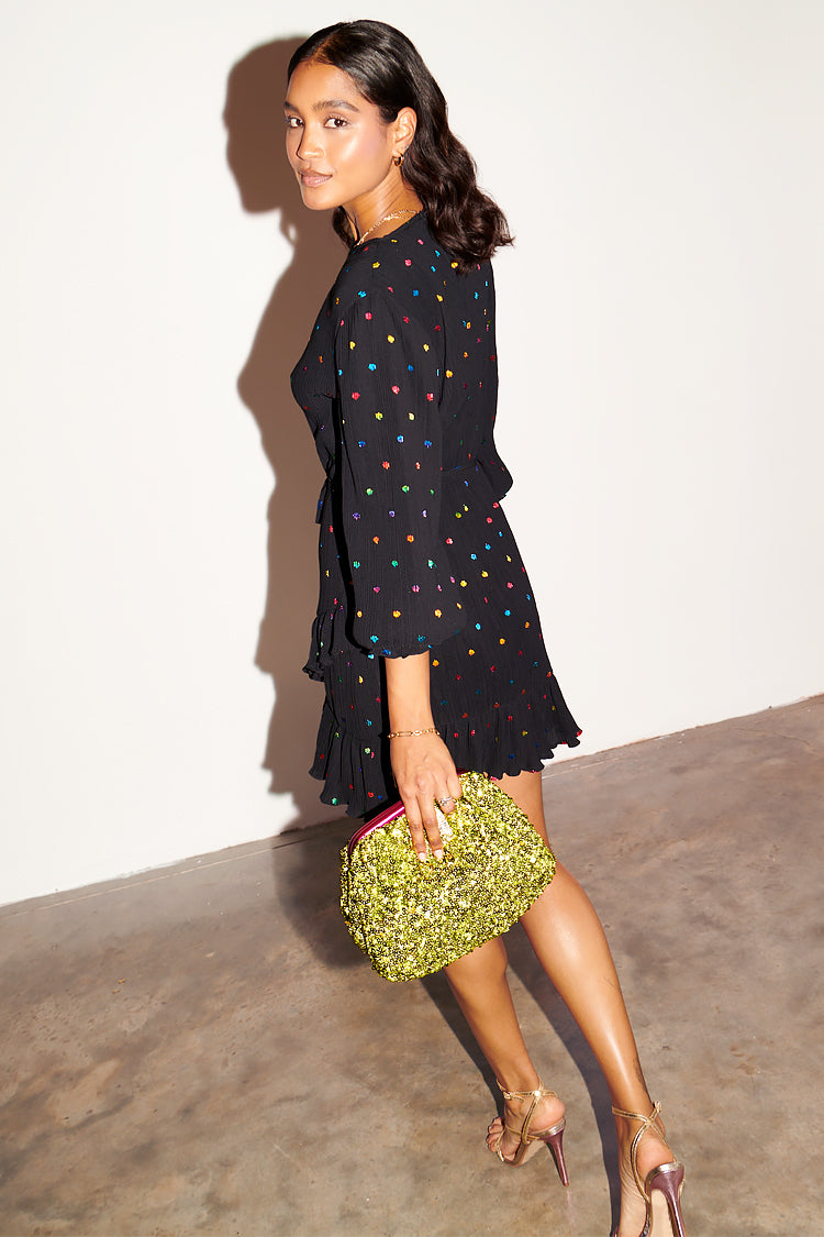 NEVER FULLY DRESSED MULTI SPOT PLISSE MARNIE DRESS