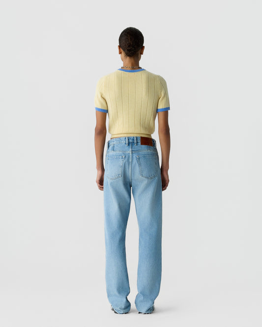 Guest In Residence Rib Ringer Tee Butter/Delft Blue
