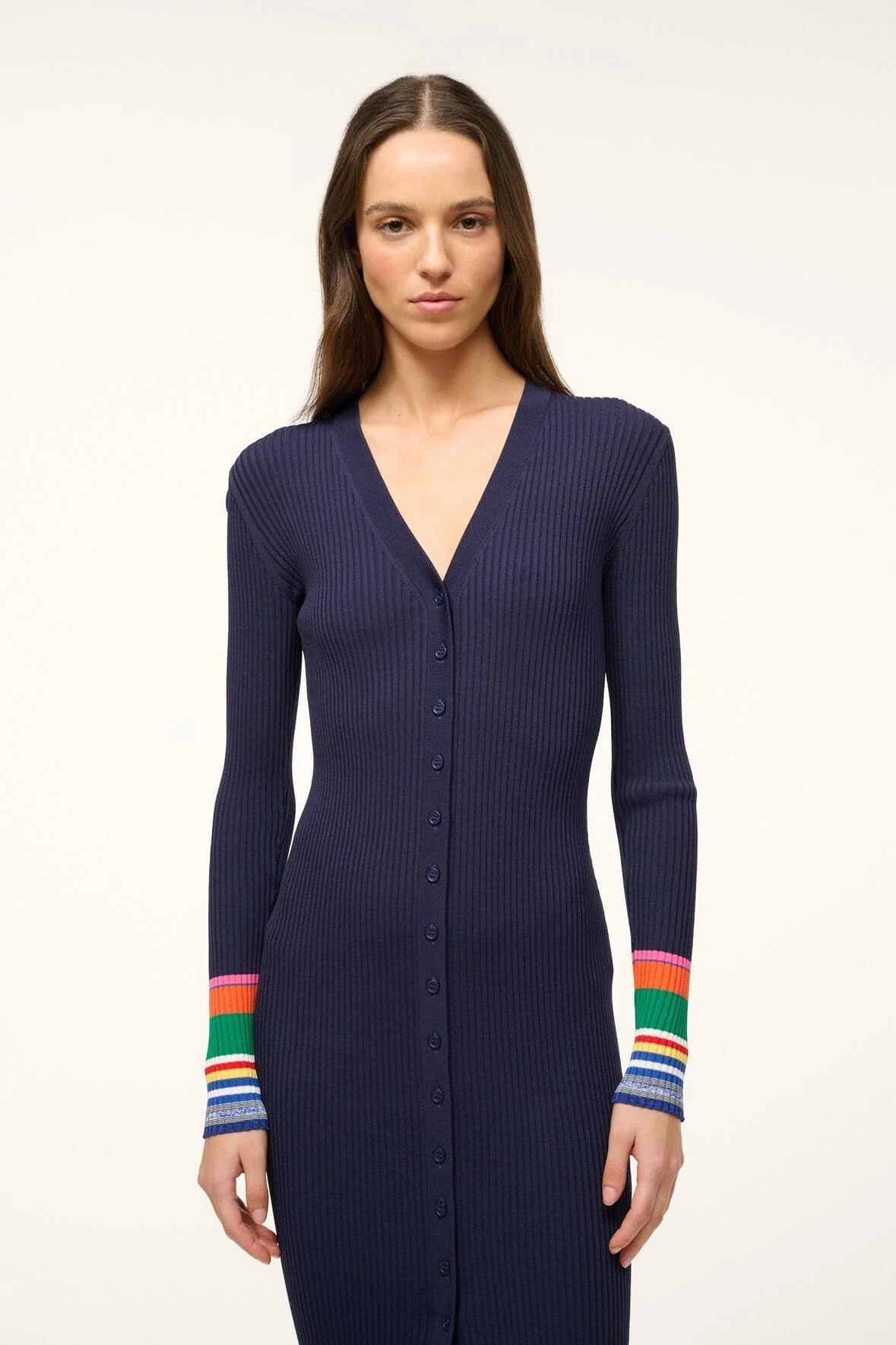 STAUD Women's Shoko Ribbed Sweater Dress - Multi - Size M - Navy Multi STAUD Women's Shoko Ribbed Sweater Dress - Multi - Size M - Navy Multi