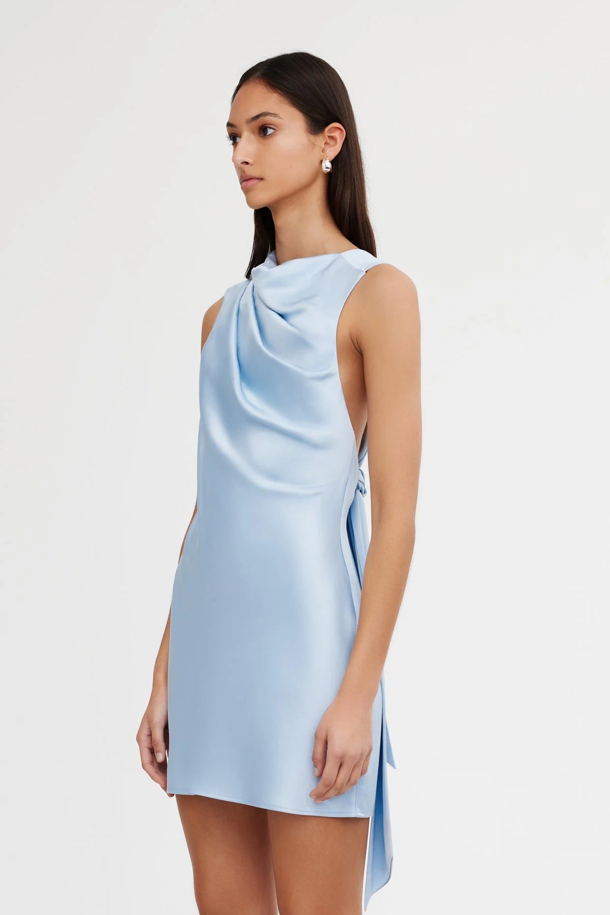 Annabel Bias Mini Dress - Ice Blue