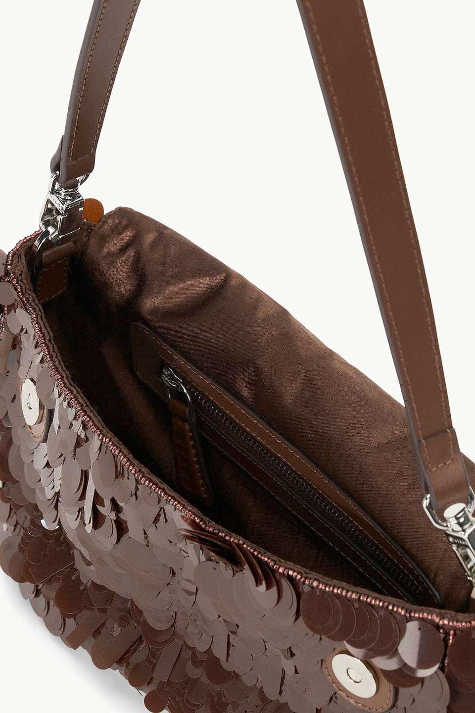 Staud Timmy Shoulder Bag Cacao Sequins