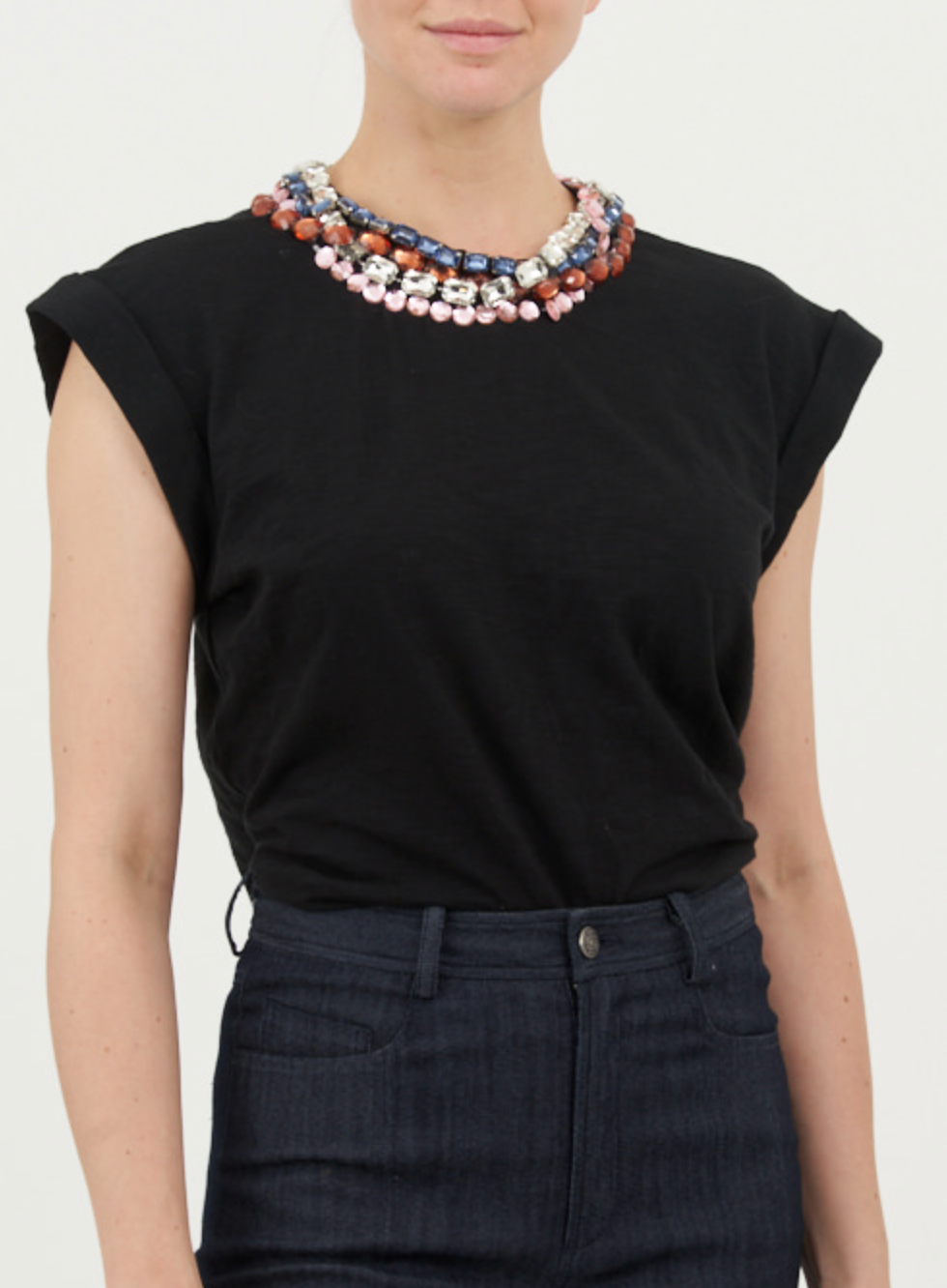 Cinq a Sept Chunky Rhinestone Embellished Bella Tee