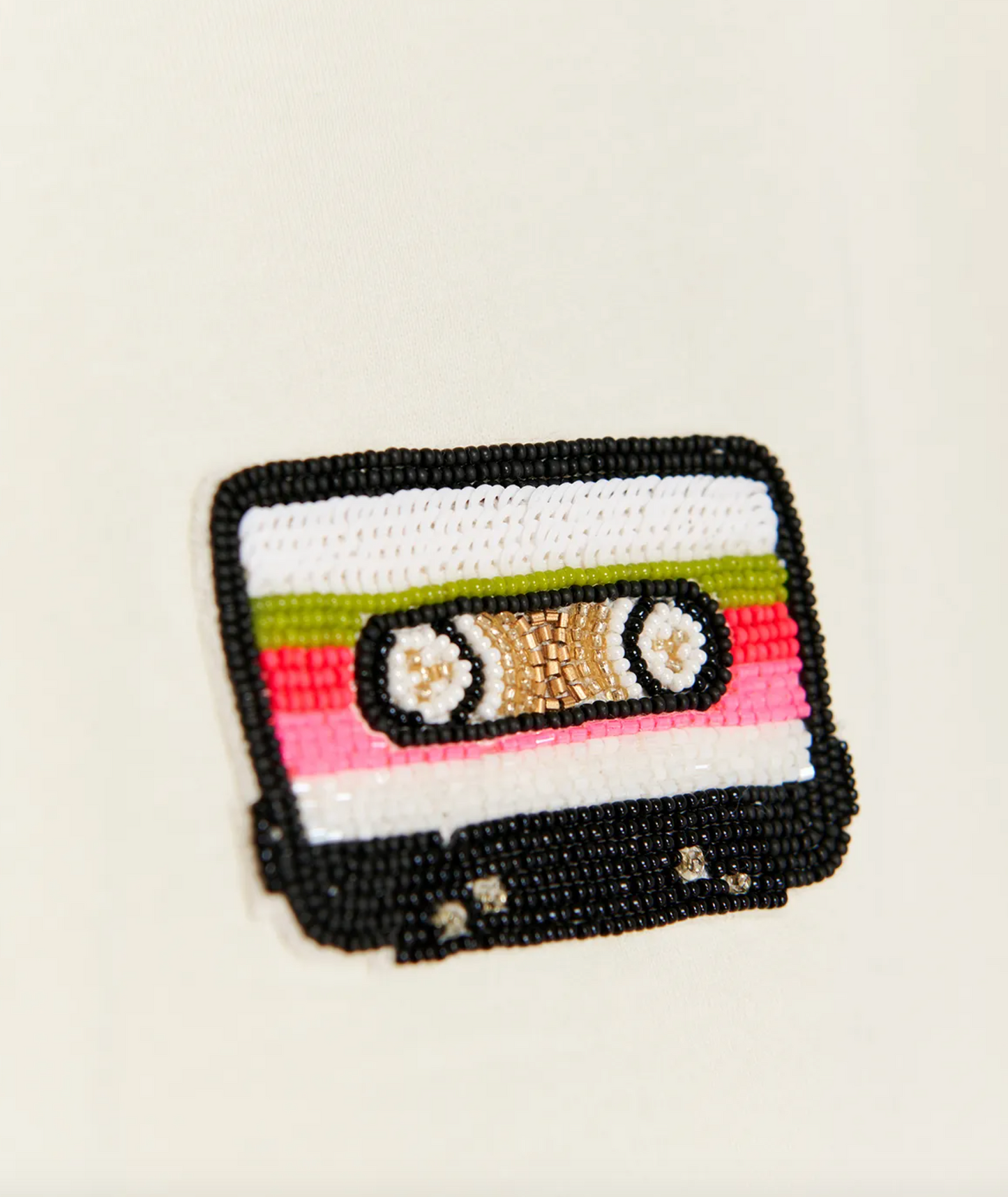 Essentiel Antwerp Ecru organic cotton cropped T-shirt with embroidery