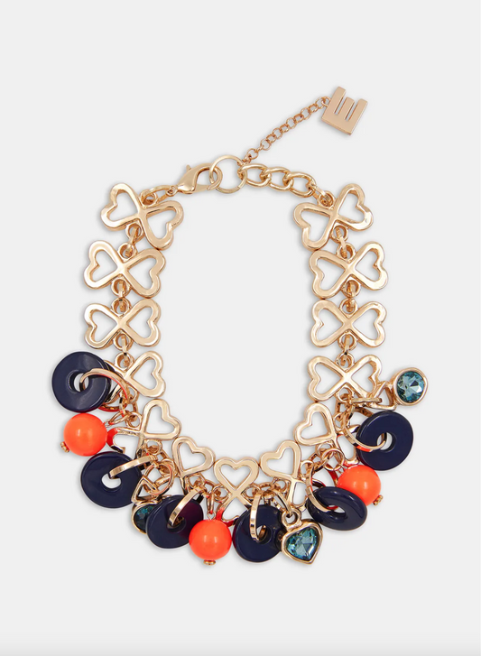 ESSENTIEL ANTWERP Gold-tone heart-shaped chain necklace with resin charms