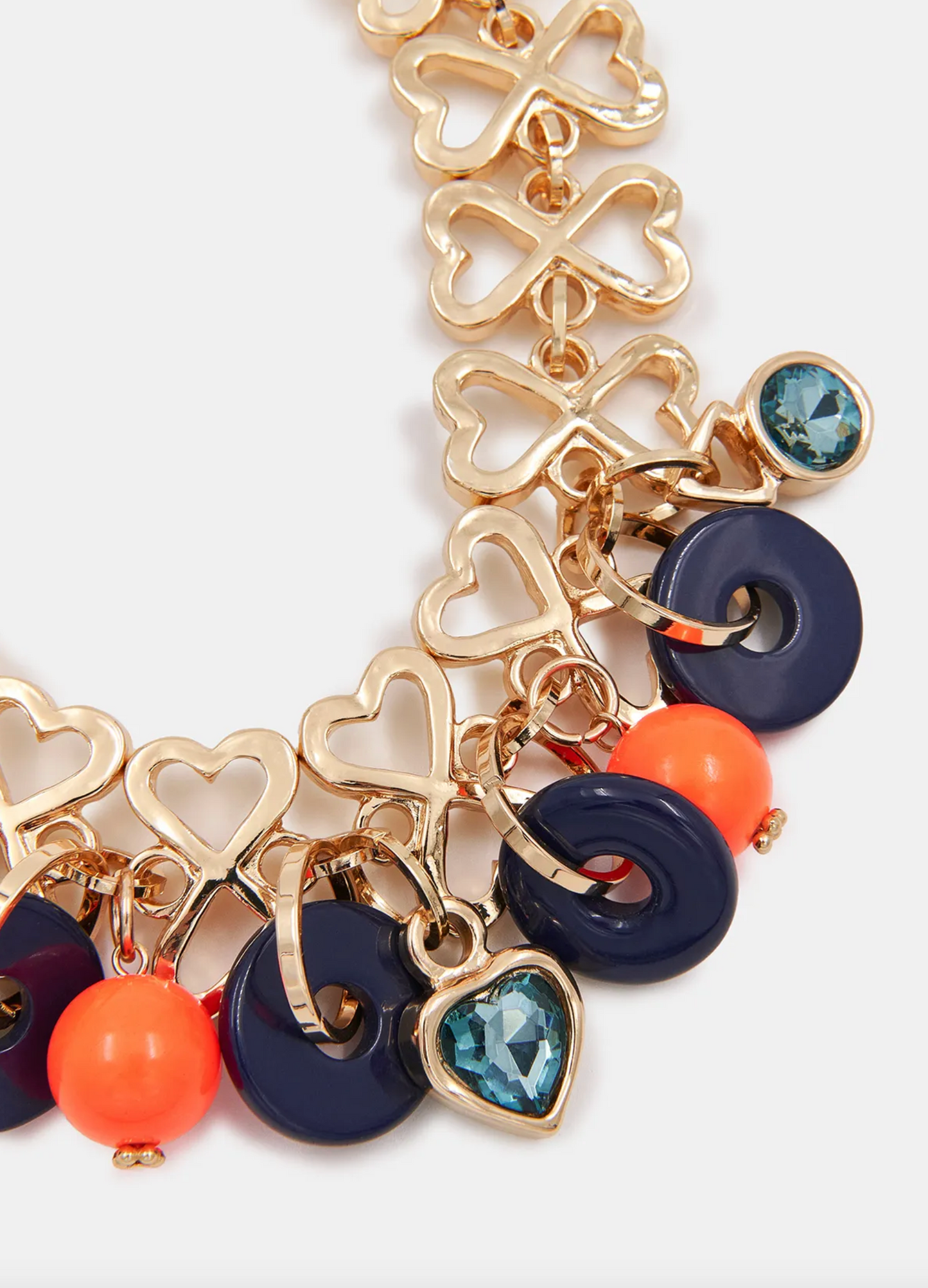 ESSENTIEL ANTWERP Gold-tone heart-shaped chain necklace with resin charms