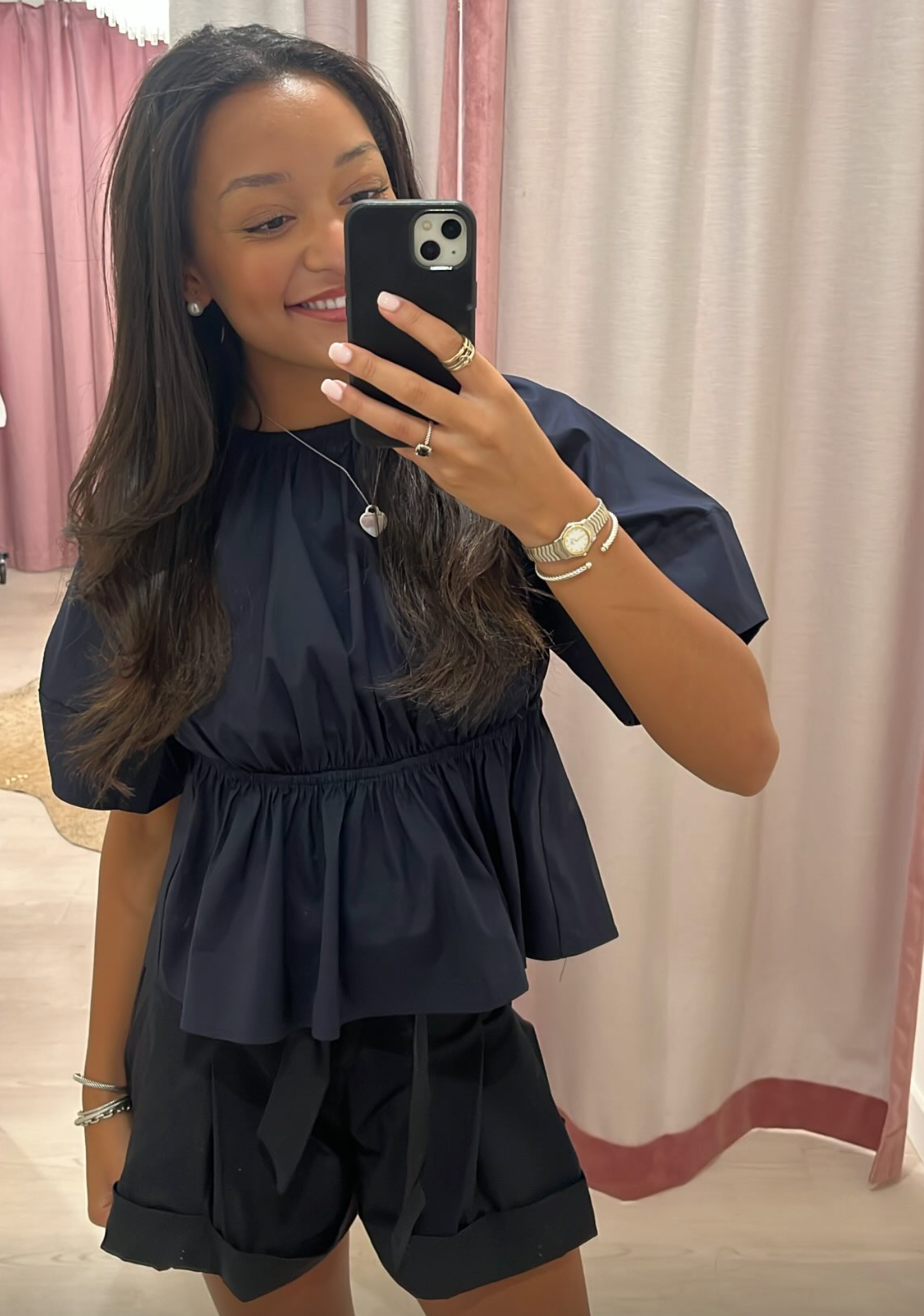 En Saison Melody Babydoll Blouse - Navy