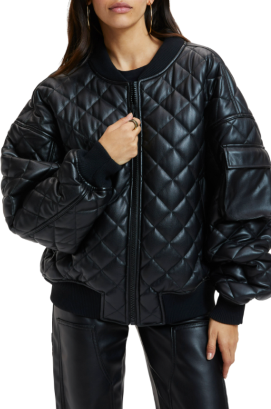 Good American Better than Leather Quilted Bomber