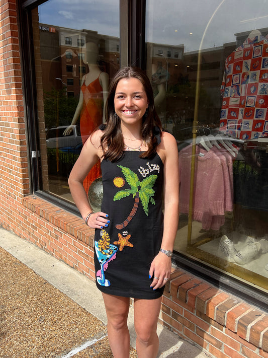 Never Fully Dressed Black Ibiza Catalina Mini Dress