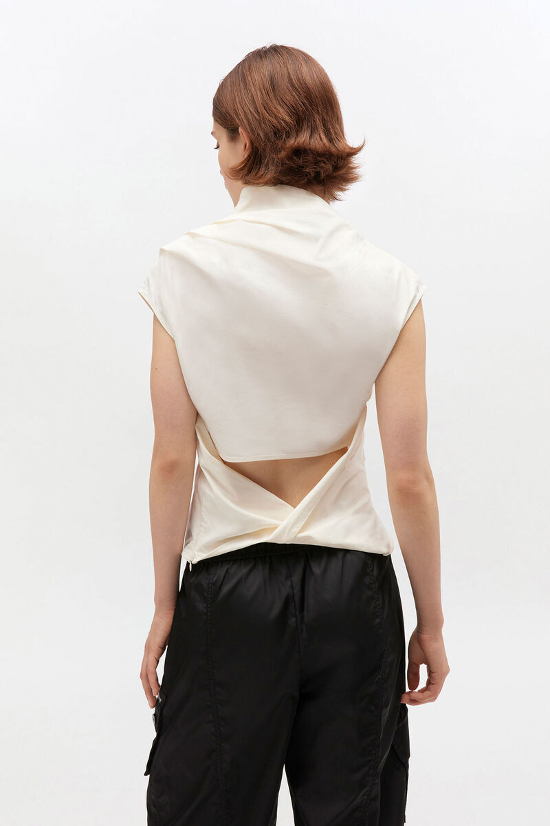 Ganni Ivory Ruched Top